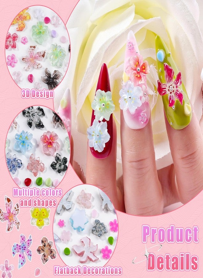 editTime Flower Nail Art Charms, 3D Flowers for Nails Colorful Hawaii Hibiscus Nails 3D Acrylic Flowers Petals Floral Nail Gems for Women Nail Art Design (HawaiiFlowers) - Image 4
